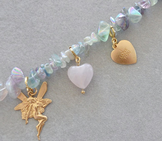 Rose Quartz Heart Charm • Halfable