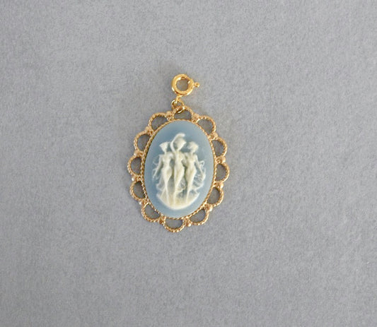 Filigree Dancing Fairies Cameo Charm • Halfable