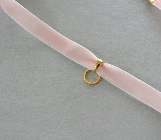 Pink Velvet Choker Charm Base • Halfable