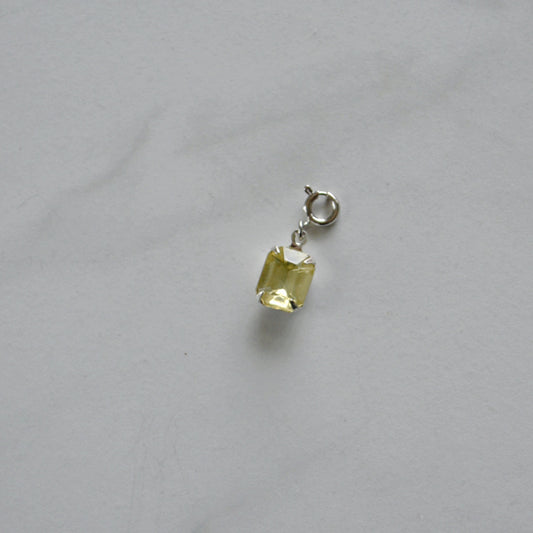 Lemon Yellow Crystal Charm • Silver Halfable